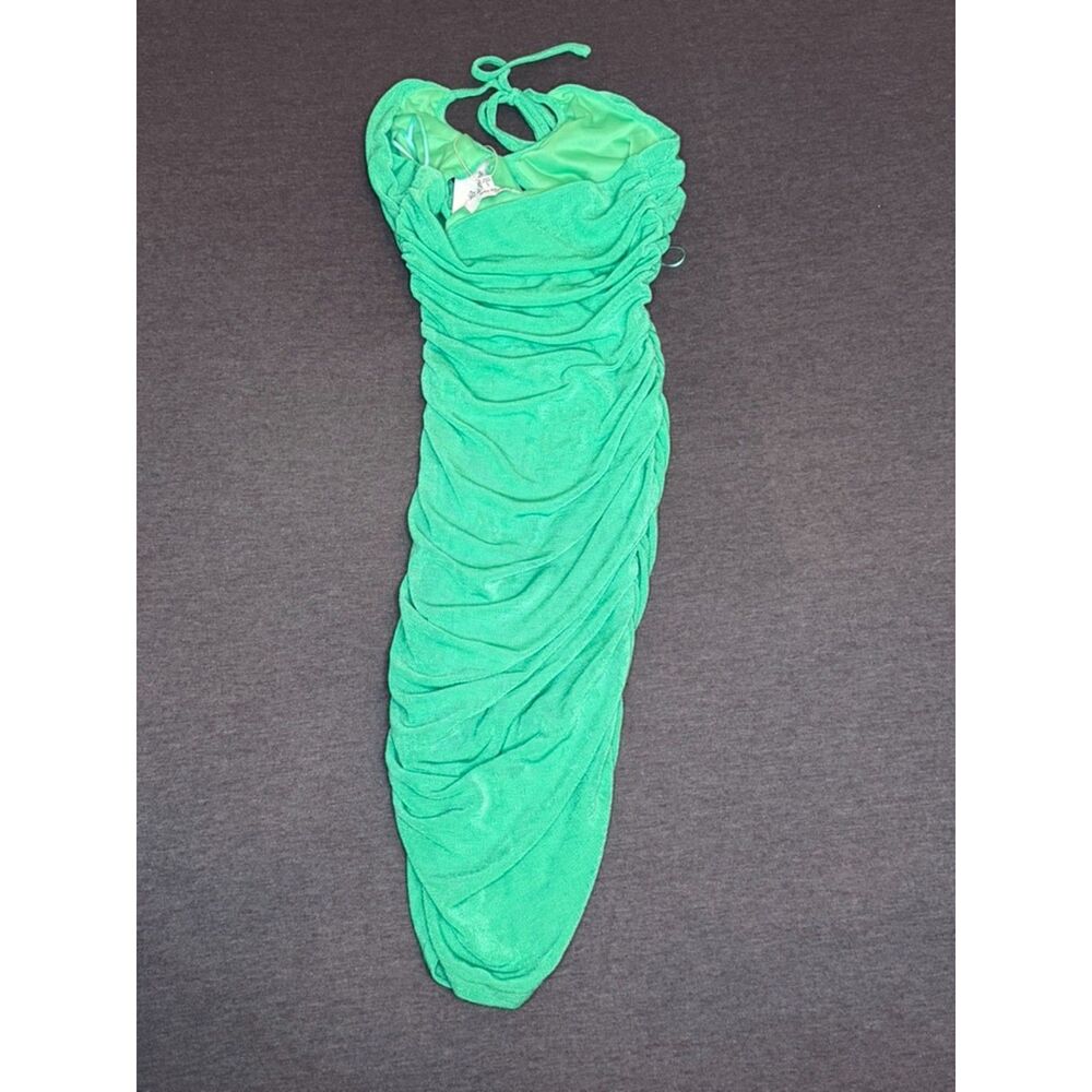 Edit by Nine Green Halter Ruched Cutout Bodycon Midi Dress NWT Small